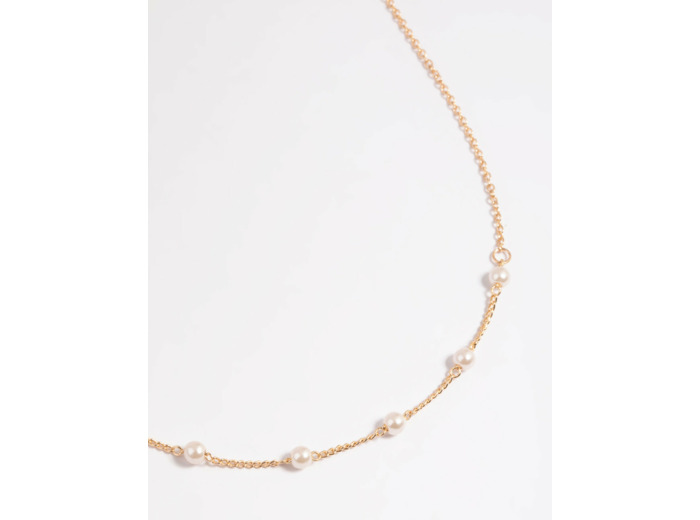 Gold Dainty Pearl Necklace