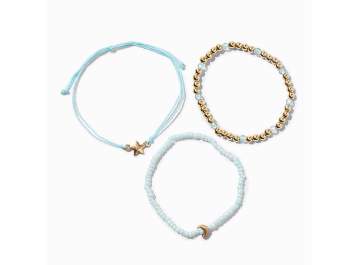 Lot de bracelets perlés d’inspiration « Never Lost » bleu clair - Lot de 3