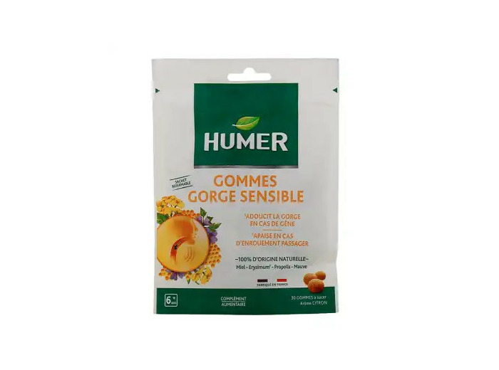 Humer Gomme Gorge Sensible Citron Sachet De 30