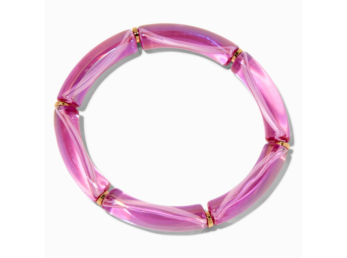 Bracelet élastique tubulaire iridescent violet