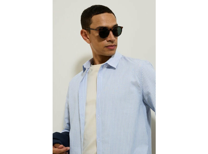 Chemise en coton rayée - Bleu moyen