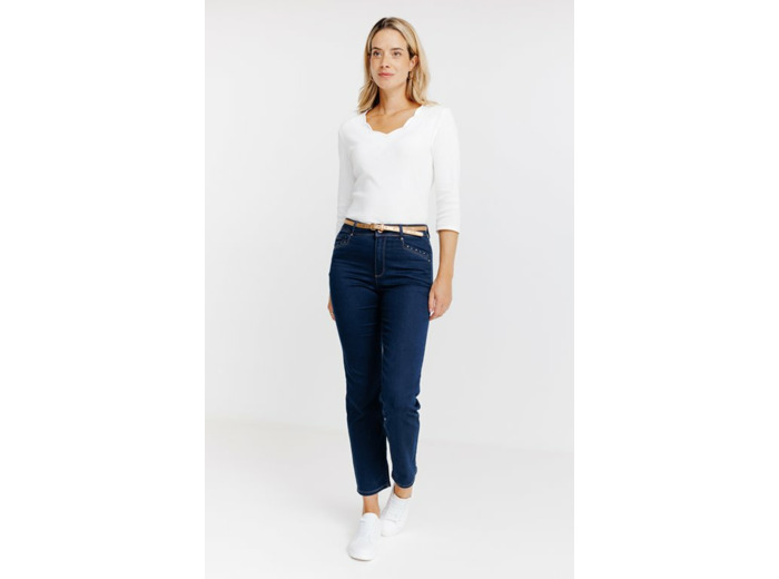 Pantalon 7/8 Satin Denim Brut Ceinture
