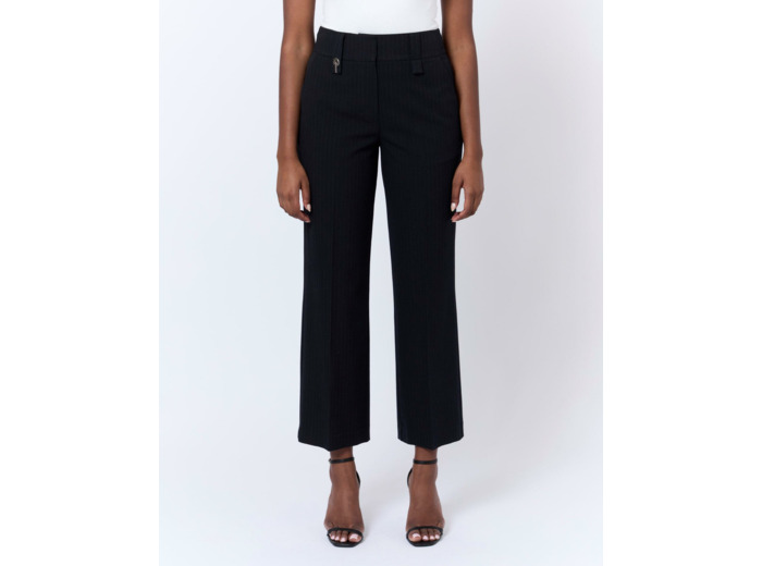 Pantalon long large rayé NOIR Femme