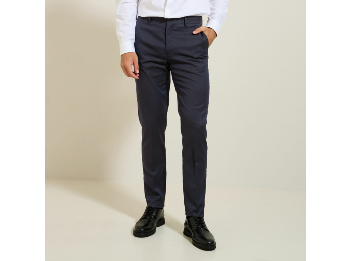 Pantalon de costume uni slim - Bleu foncé