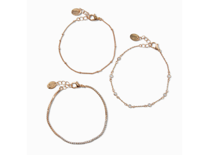 Bracelets de chaîne confetti en zircon cubique couleur dorée - Lot de 3