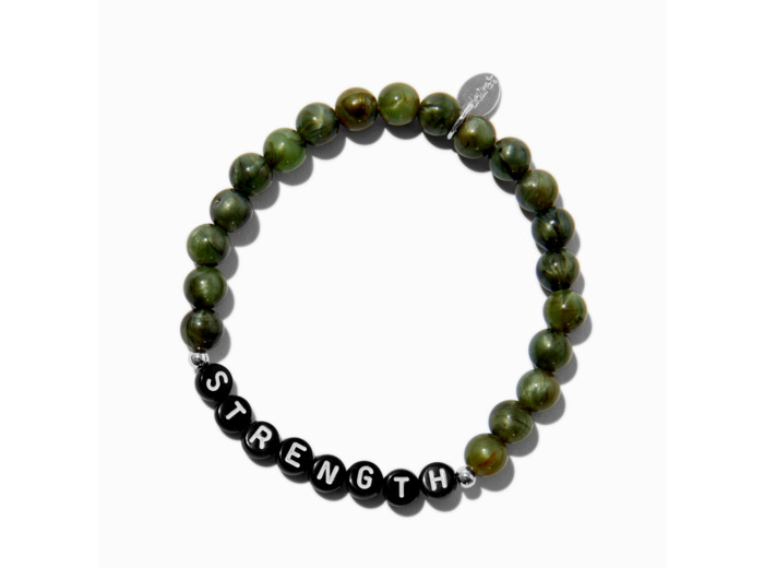 Bracelet élastique perlé « Strength » vert