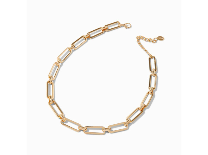 Collier de chaîne à maillons rectangulaires couleur dorée