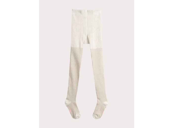 Collant écru chiné côtelé pour fille