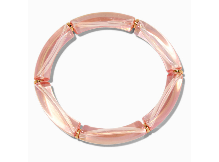 Bracelet élastique tubulaire iridescent rose