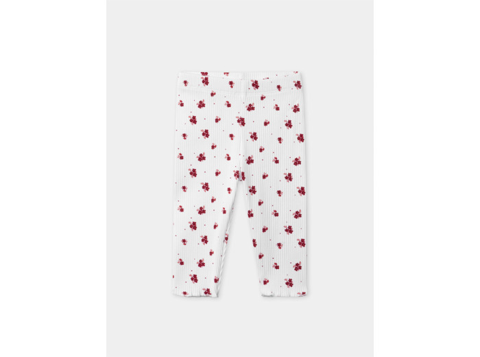 Legging côtéle écru imprimé fleuri Bébé Fille