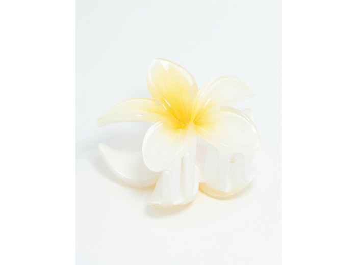 White Frangipani Flower Hair Claw Clip