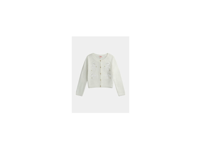Cardigan écru à broderies pour fille