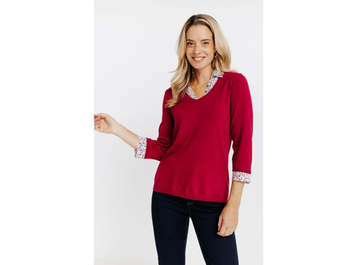 Pull 2-En-1 Col Chemise