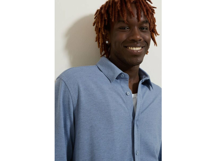 Chemise en maille unie - Bleu clair