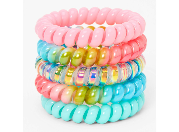 Bracelets torsadés holographiques arc-en-ciel pastel Claire's Club - Lot de 5
