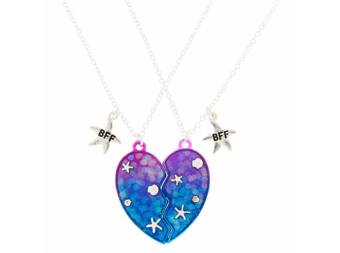 Lot de 2 colliers à pendentif best friends cœur coquillage étoile de mer