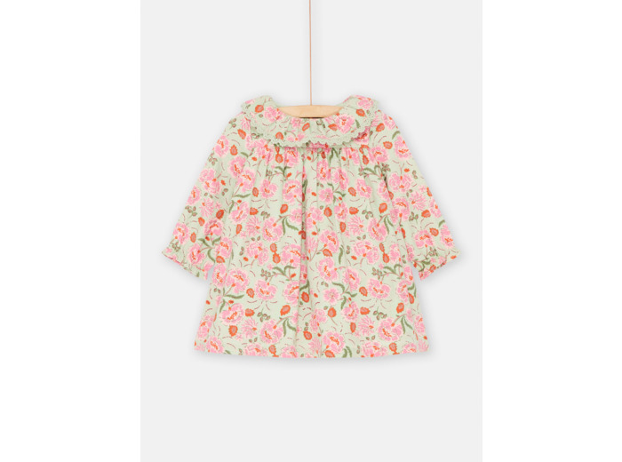 Robe en twill avec un motif fleurs bébé fille