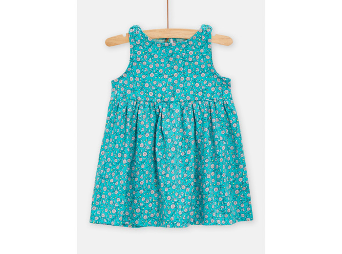 Robe fleurie bleu turquoise pour bébé fille