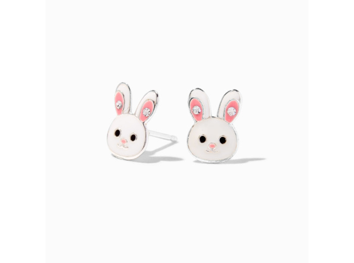 Clous d'oreilles en argent lapin émaillés