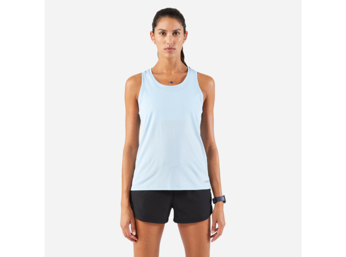 Débardeur de running respirant femme - kiprun run 100 bleu ciel