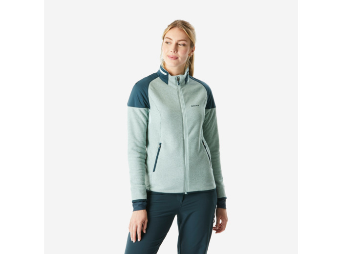 Polaire de randonnée chaude femme, MH500 Mountain vert