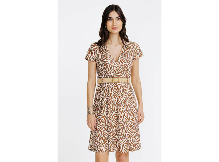 Robe cache-coeur avec ceinture rafia