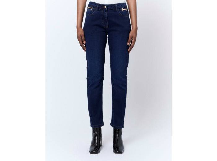 Jean 7/8 en denim MARINE Femme