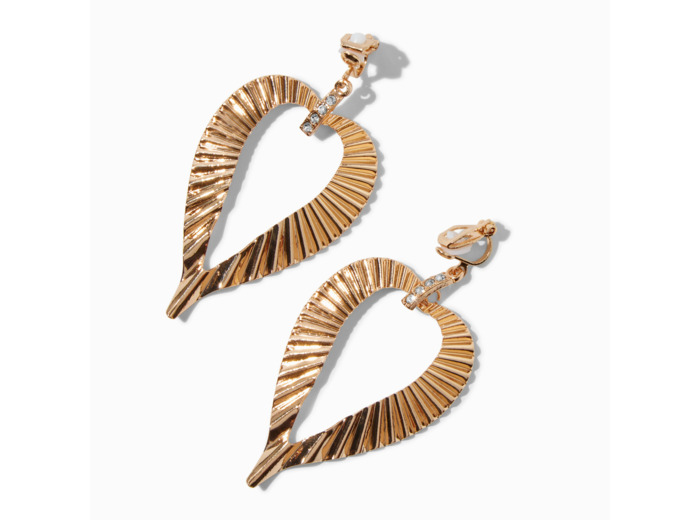 Pendantes à clip cœur texturée couleur dorée