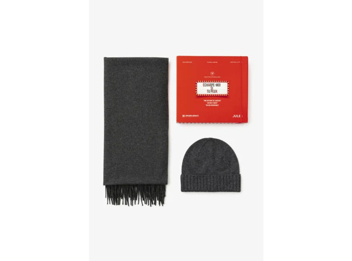 Coffret bonnet et écharpe - Gris moyen