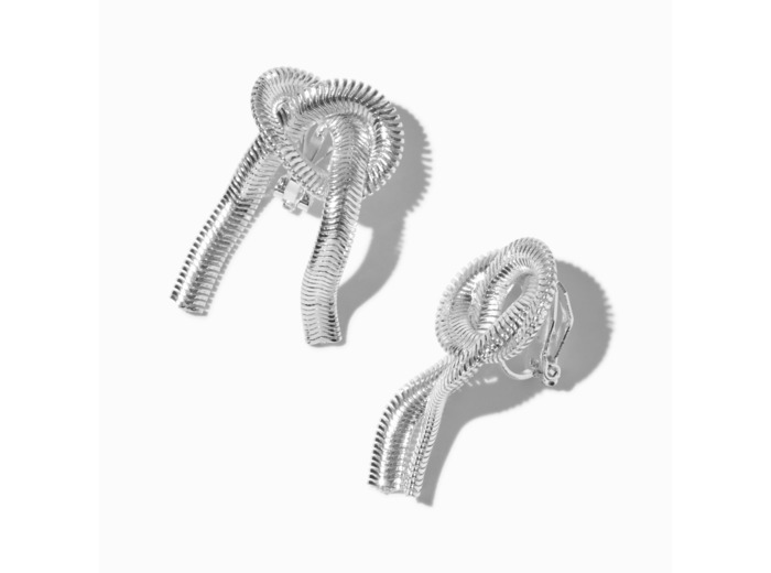 Pendantes à clip de 1,5 cm corde nouée couleur argentée