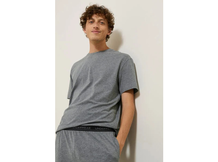 Ensemble pyjama en maille uni - Gris moyen