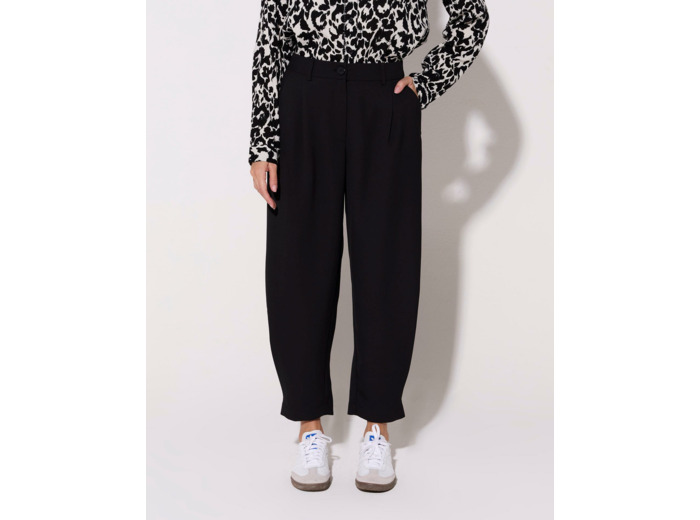 Pantalon 7/8 rond uni NOIR Femme
