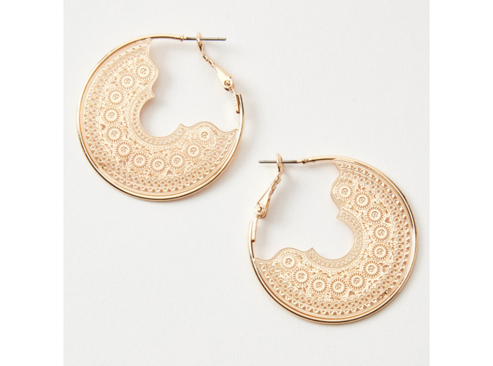 Anneaux d’oreilles filigrane délicats 40 mm couleur dorée