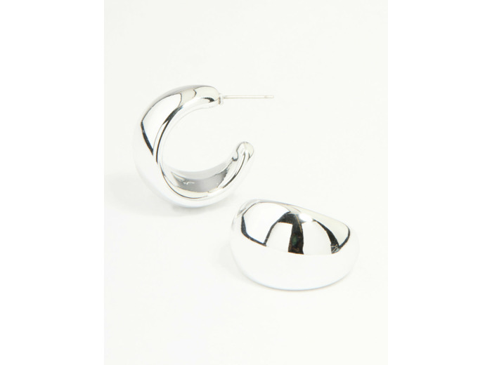 Silver Chunky Bubble Teardrop Hoop Earrings