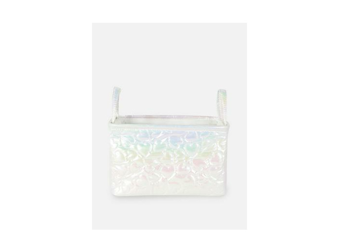 Sac de rangement matelassé holographique à cœurs