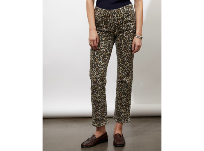 Pantalon 7/8 droit imprimé léopard BEIGE Femme