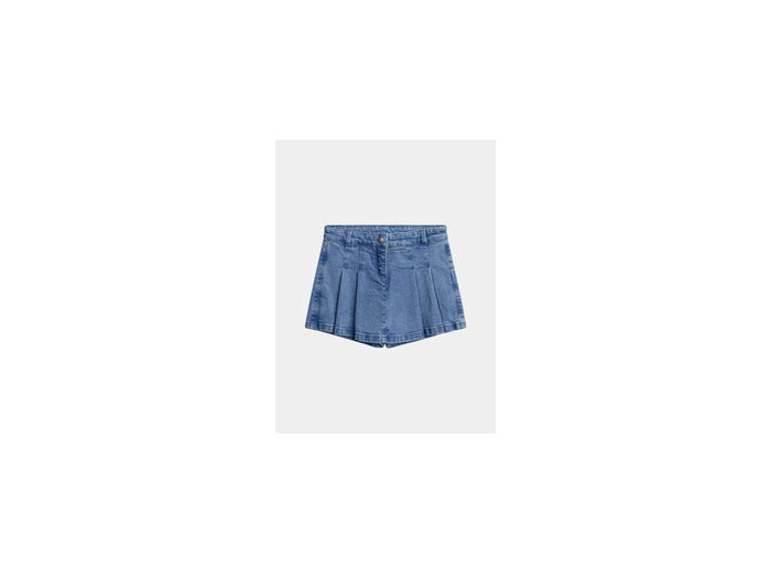 Jupe short plissée en denim pour fille