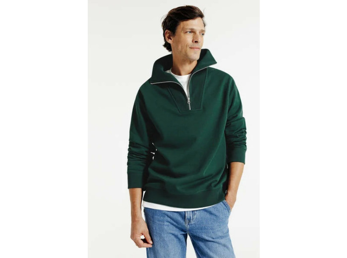 Sweat col camionneur zippé - Vert