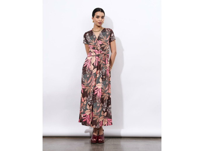 Robe longue imprimée MARRON