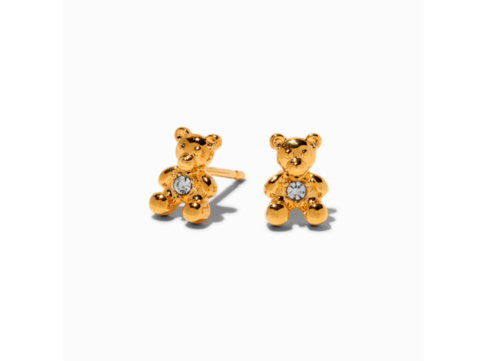 Clous d'oreilles ours en peluche couleur dorée