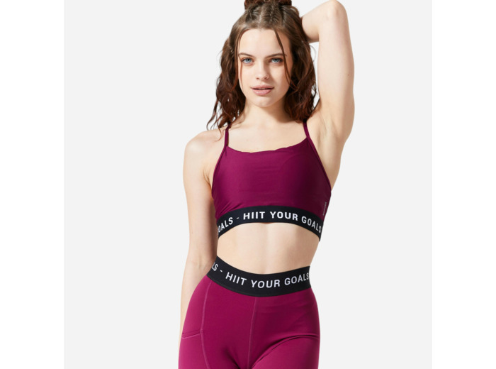 Brassière bretelles fines croisées maintien léger Femme, Violet