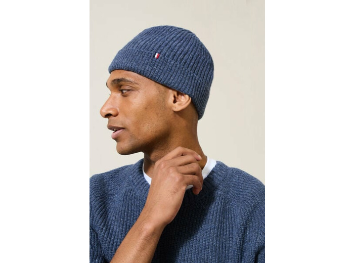 Bonnet en maille made in France - Bleu moyen