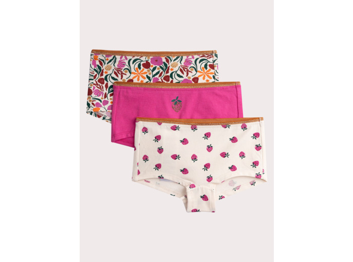 Lot de 3 shorty à motif fraise pour fille