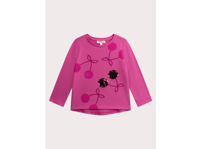 T-shirt rose imprimé cerise pour fille