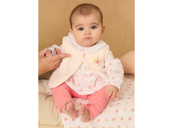 Ensemble de jour pantalon+ body blouse+ gilet sans manche