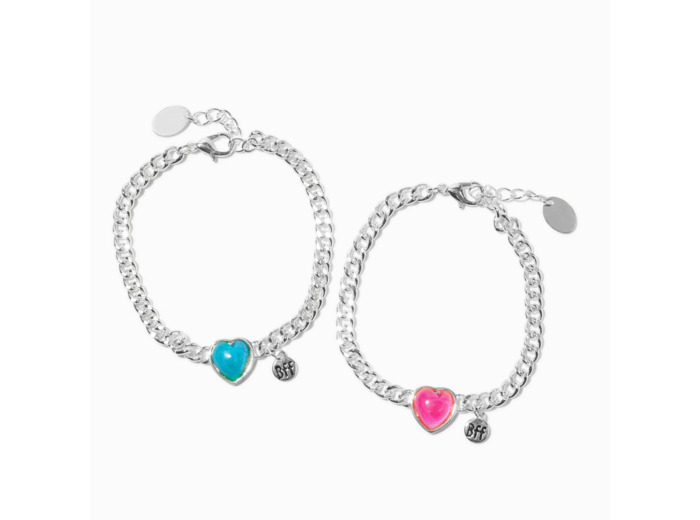 Bracelets à breloques d'humeur cœur best friends - Lot de 2