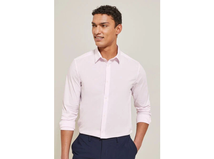 Chemise slim unie - Rose
