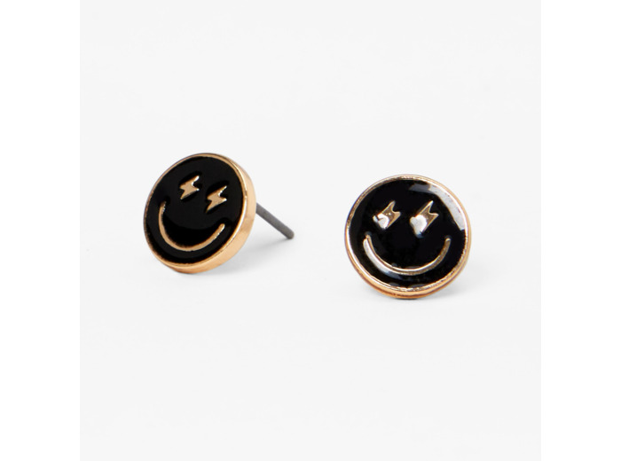 Clous d'oreilles smiley noir