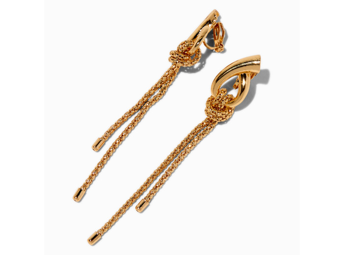 Pendantes à clip chaîne nouée couleur dorée