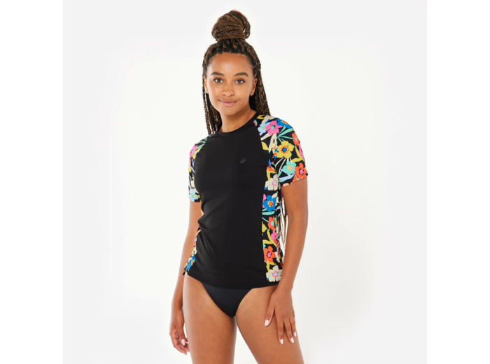 T-shirt anti uv surf manches courtes Femme - Kanika noir